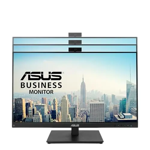 ASUS 27” 1080P Video Conference Monitor (BE279QSK) - Full HD, IPS, Built-in Adjustable 2MP Webcam, Mic Array, Speakers, Eye Care, Wall Mountable, Frameless, HDMI, DisplayPort, VGA, Height Adjustable 9