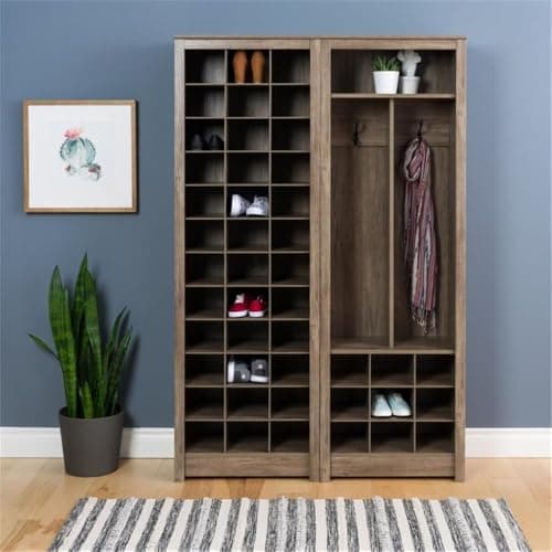 Prepac Gray Tall Storage Cabinet, Shoe Cabinet, Entryway Furniture with 36 Shoe Cubbies 13"D x 23.5" W x 72.5" H 5
