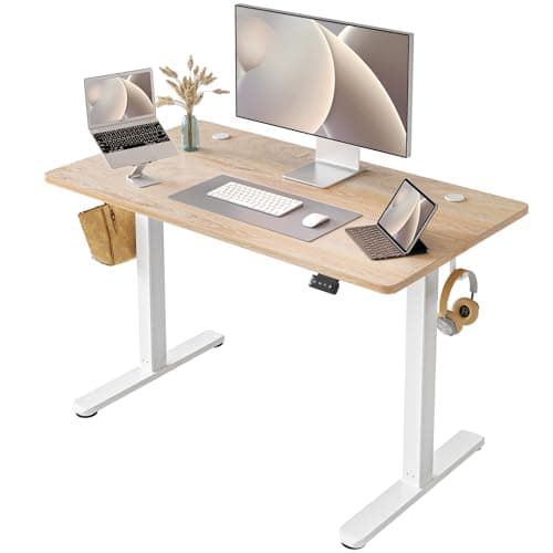 FEZIBO Electric Standing Desk Adjustable Height, 40 x 24 Inch Sit and Stand Desk, Home Office Desk, Ergonomic Workstation Computer Desk, Maple