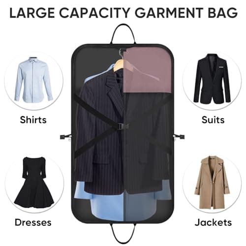 BALEINE Travel Garment Bag, Travel Suit Bag for Men, 42'' Waterproof Carry on Garment Bag for Hanging Clothes, Garment Duffel Bag for Travel Business (Pink) 5