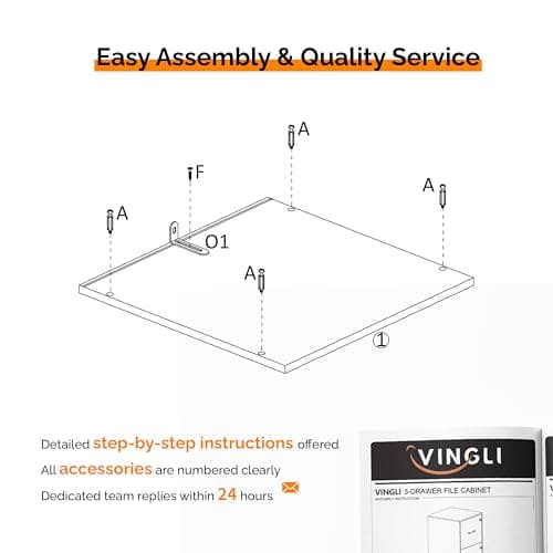 VINGLI 3 Drawer File Cabinet with Lock, Home Office Filing Organizer, for Letter Size File Folder Storage, Wood Tall Vertical Filing Cabinet, Printer Stand, Archivador (Rustic Gray) 7