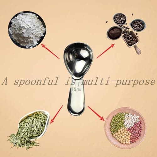 CoaGu Short Handle Coffee Scoop 15ml (1 Tbsp) - Stainless Steel Measuring Spoon for Ground Coffee, Spices & Protein Powder - Compact Design Fits Small Jars, Dishwasher Safe & Rust-Resistant 8