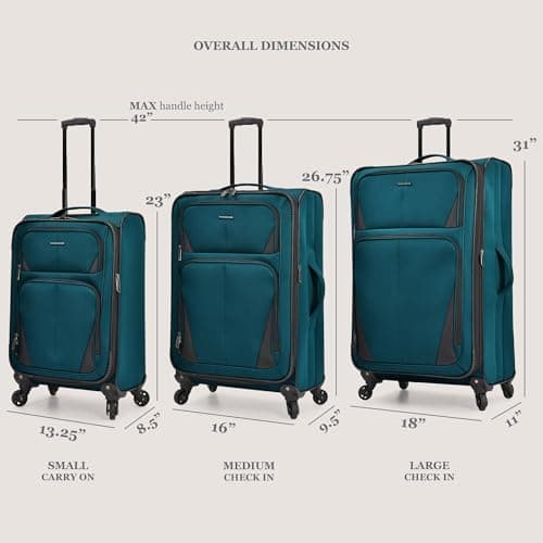U.S. Traveler Aviron Bay Expandable Softside Luggage with Spinner Wheels, Teal, Carry-on 23-Inch 7