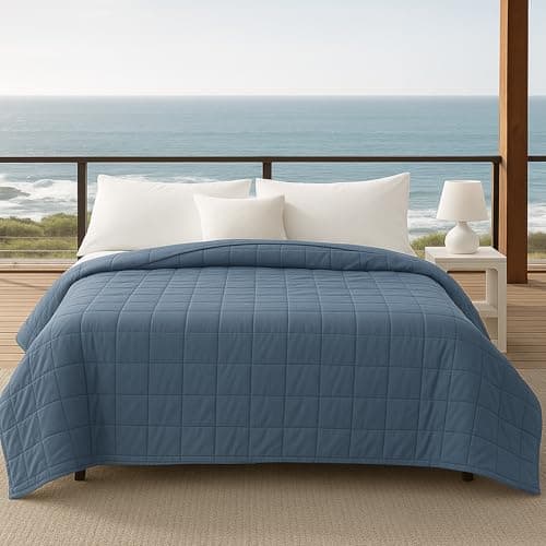 HomeSmart Cooling Weighted Blanket King Size 50 lbs, Designed with Hi-Tek Stay Cool Fabric, Machine Washable, Also Fits California King Beds, Very Heavy