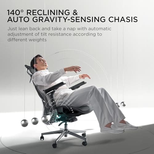 Hbada E3 Pro Ergonomic Office Chair, Big and Tall Office Chair - with 3-Zone Dynamic Lumbar Support, 4D Adjustable Headrest, 6D Adjustable Armrests, Swivel, Black(No Footrest) 7