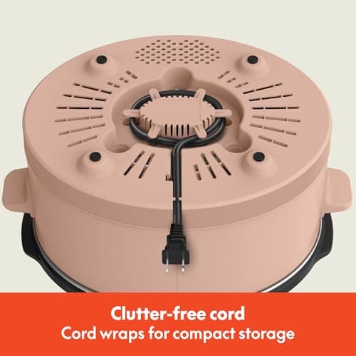 bella 6.0 Qt Manual Slow Cooker, Ceramic Nonstick Coating, 3 Temperature Settings, Dishwasher Safe Stoneware Pot and Tempered Glass Lid, Cool Touch Handles & Tangle Free Cord Wrap, Blossom 7