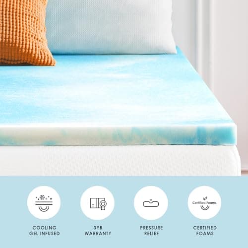 Best Price Mattress 2 Inch Swirl Gel AeroBreeze Cooling Air Flow Memory Foam Mattress Topper, Dorm Essentials, Twin 5