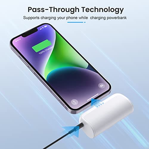 [2 Pack]Mini Portable Charger for iPhone 5200mAh,20W PD Fast Charging Power Bank for iPhone, Ultra-Compact Battery Pack Travel Portable Phone Charger Compatible with iPhone 14 13 12 11 X 8 7 6 Series 7