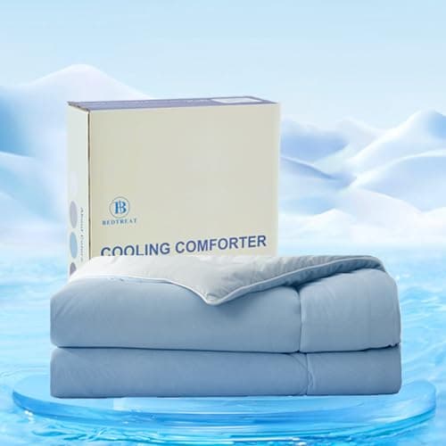BedTreat Cooling Comforter Queen Size Cool Comforters for Hot Sleepers Cooling Blanket Breathable Comforter Summer Bedding Blue and Grey