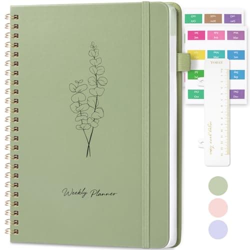 Oucaru Undated Weekly Planner, A5 To Do List Notebook with Goal & Habit Tracker Organizer, 52 Weekly Planner Notebook with Spiral Binding for Office Home School Supplies