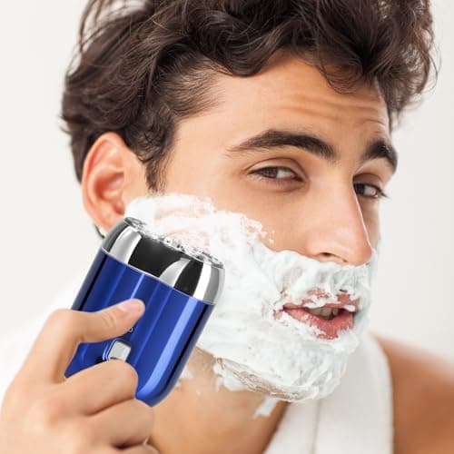 Mini Electric Shaver for Men Women, Pocket Dual Head Shaver, Rechargeable Waterproof Compact Travel Electric Razor, USB Close Battery Portable Razor for car, Travel, Office, Home use (Blue) 7