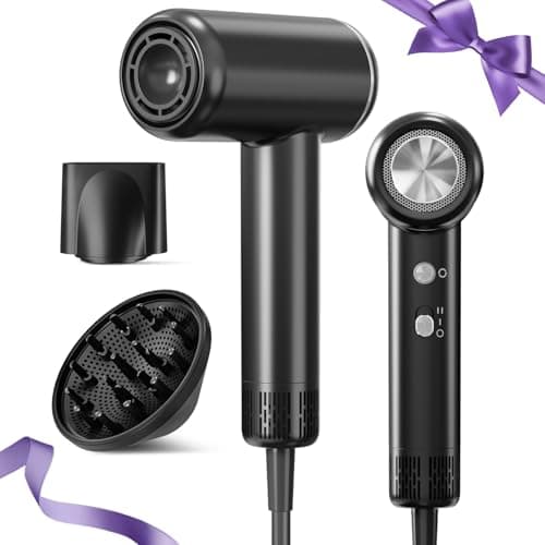 Feekaa Mini Hair Dryer, Small Ionic Hair Dryers for Women with 200 Millions Negative Ion, 110000 RPM High Speed Blow Dryer for Fast Drying, Hair Dryer with Diffuser & Nozzle, Compact Lightweight Quiet