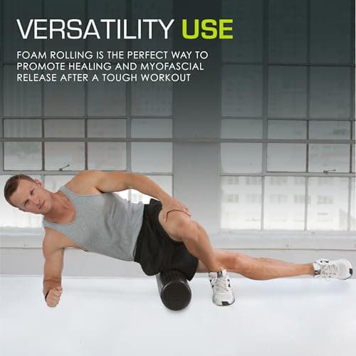 ProsourceFit High Density Foam Rollers 12 - inches long, Firm Full Body Athletic Massage Tool for Back Stretching, Yoga, Pilates, Post Workout Muscle Recuperation, Black 5