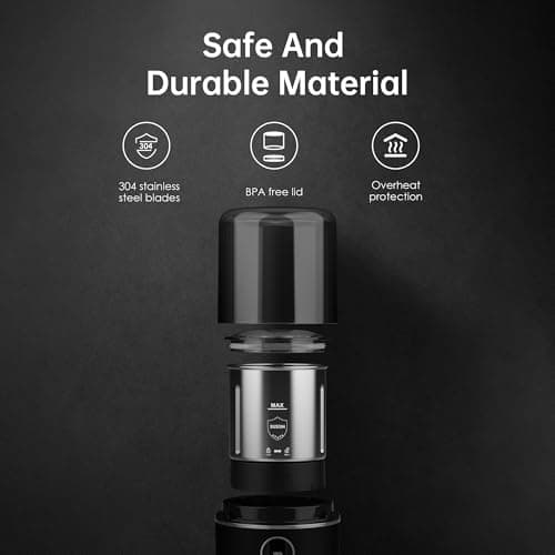 DmofwHi Cordless Coffee Grinder Electric, USB Rechargeable Coffee Bean Grinder with 304 Stainless Steel Blade and Removable Bowl-Black 8