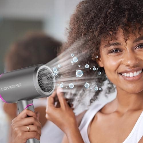 Hair Blow Dryer with Diffuser, 1800W Ionic Blow Dryer, Foldable Handle Travel Hair Dryer, Constant Temperature Hair Care Without Hair Damage, Crimson Purple 7