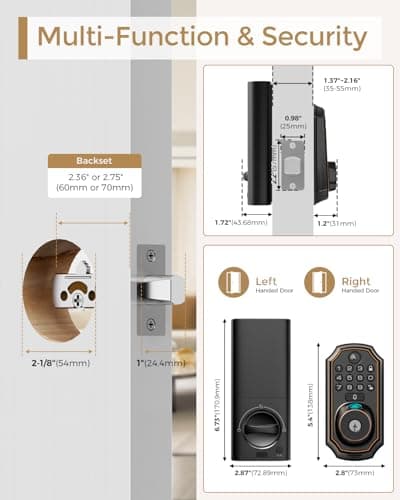 WiFi Video Smart Lock with Camera -Keyless Entry Deadbolt, 5-in-1 (Camera+Doorbell+Fingerprint+Keypad), App Control, Two-Way Audio, Waterproof, Easy Installation 8