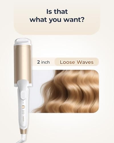 FURIDEN Lite Dual-Voltage Curling Iron: 110V-240V 2 Inch Ceramic Wide Barrel 2-in-1 Curling Iron for Armpit to Mid Back Length Hair - Europe Travel for Loose Waves with Clamp 6