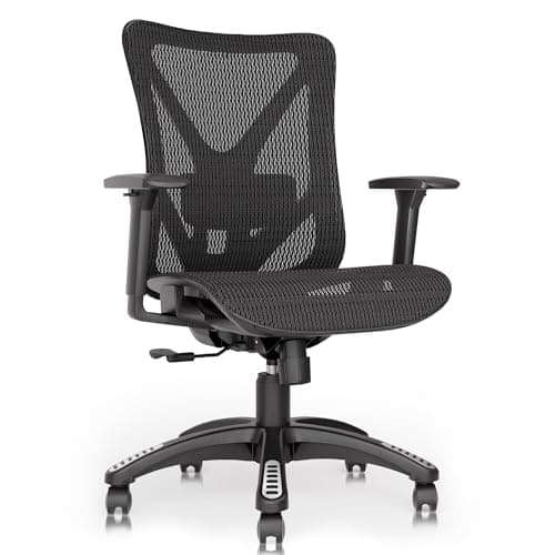 ELABEST Ergonomic Home Office Chair with Headrest,T23 Executive Chair with Mesh Backrest,Adjustable Lumbar Support,Tilt Function,Task Chair with 3-D Armrests, Big and Tall, Black