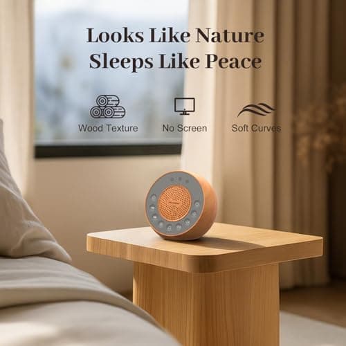 Housbay White Noise Machine with 31 Soothing Sounds, 5W Loud Stereo Sound, Auto-Off Timer, Adjustable Volume, Sleep Sound Machine for Baby, Kid, Adult -Wood Grain 6