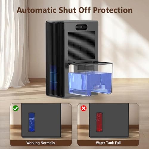 NineSky Dehumidifiers for Home, 95 OZ Water Tank, (1000 sq.ft) Dehumidifiers for Bathroom Bedroom Basement with Auto Shut Off,7 Colors LED Light(Gray) 7