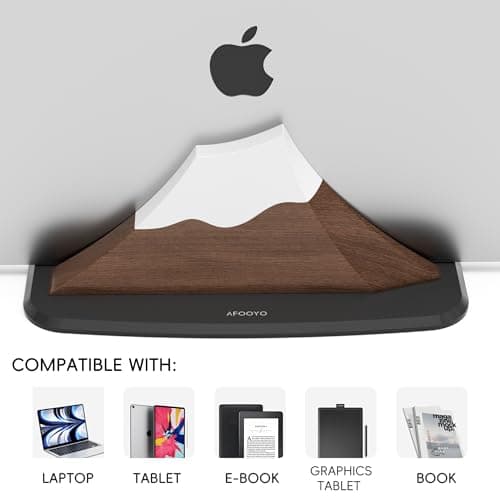 AFOOYO Vertical Dual Laptop Stand - Snow Peak-Shaped Walnut Adjustable Laptop Holder,2 Slots Desktop Dock Compatible with All MacBook, Surface,Chromebook,Dell & More(Walnut) 2