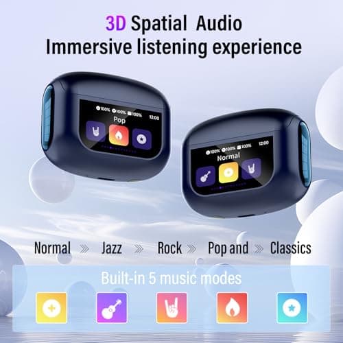 Wireless Earbuds, Bluetooth 5.4 Headphones with Multifunctional Touch Screen, 48H Bass Stereo Ear Buds with ANC/ENC Noise Cancelling/Transparency Mode, IPX7 Earphones with 5 EQ Modes,Starry Night Blue 5