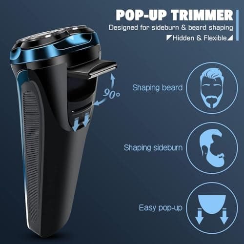 Snapbuy Electric Razor for Men, Snapbuy Electric Razor Pro of Father, 4D Floating Head Rotary Shaver, Ipx7 Waterproof Electrical Razors, Wet & Dry Fast Charging Electrical Shaver LCD Display (Blue) 8