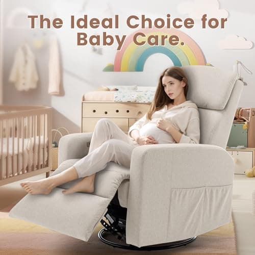 Korser Power Swivel Recliner Chairs for Adults, Electric Glider Rocking Chair Nursery, Glider Recliner Nursery Chair with Classified Side Pocket, Nursery Rocking Chairs with USB and Type-C Ports 9