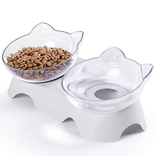 MILIFUN Cat Bowls, Cat Food Bowls Elevated Tilted, Anti Vomiting Kitty Bowl for Puppy and Bunny, Orthopedic for Indoor Cats.