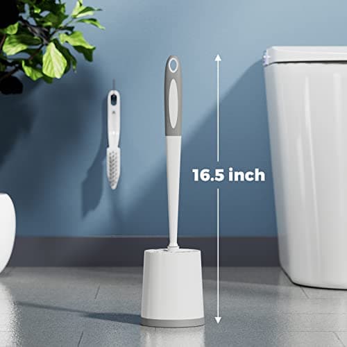 Holaloha Toilet Brush, 3 Pack Toilet Brushes for Bathroom with Holder, Bathroom Accessories Toilet Bowl Brush with 3 Clean Brush, Toilet Scrub Brush, Toilet Brush Set for Deep Cleaning, White 6