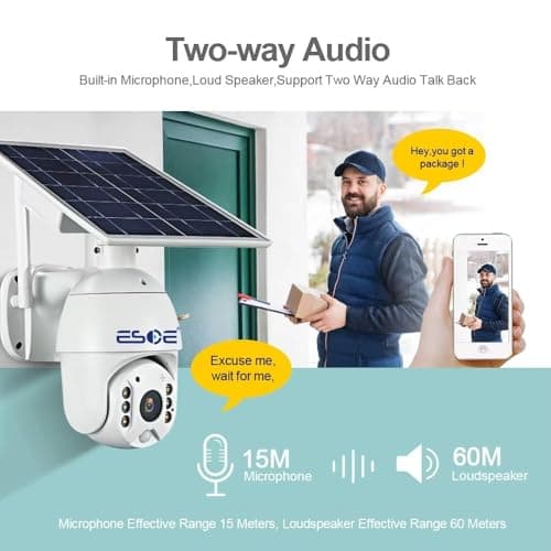 ESOE UBOX APP 2MP WiFi 4G Solar PTZ Camera IP Surveillance 1080P 4G Wireless Panel Battery Power CCTV Solar Camera (1920 x 1080,WiFi) 7