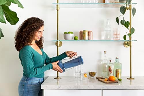 LifeStraw Home– Water Filter Pitcher, 7-Cup, Glass with Silicone Base, Stormy Blue, for Everyday Protection Against Bacteria, parasites, microplastics, Lead, Mercury, PFAS and a Variety of Chemicals 7