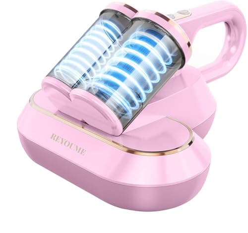 ReYoume Mattress Bed Vacuum Cleaner with 253.7nm UV-C Light, 300W & 13Kpa Strong Suction, Electric Roller Brush HEPA Filter, 149℉ High Heating Tech, Handheld Corded Vacuums for Bed Carpet Sofa (Pink)