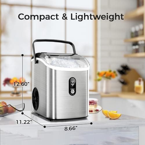 Kismile Nugget Ice Makers Countertop, 35Lbs/24H,Portable Sonic Ice Machine with Self-Cleaning/One-Click Operation for Home/Office(Stainless Steels Silver) 7