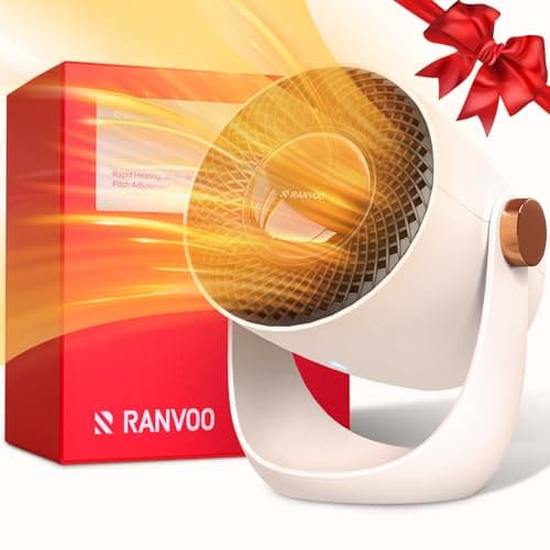 RANVOO Space Heater with Graphene 120° Up & Down, ECO Space Heaters for Indoor Use, Small Portable Heater with Dust Filter, Tip-Over Protection, Office Bedroom Desk Birthday Gifts for Women Men