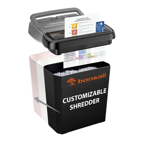 BONSAII Customizable Shredder | Up to 18-Sheet Per Pass, 60-Min Continuous Run Time, 6-Gallon Bin | Optional Handle & Wheels | Shreds Paper, Mail, CDs, Staples, Clips | Multiple Colors Available