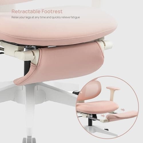 CabeVibe CabLady S1 Office Chair, High-Back Office Desk Chair with Breathable Mesh, 2D Adjustable Headrest, Comfortable Lumbar Support, 3-Level Tilt Function, Gaming Chair for Office & Home (Pink) 5