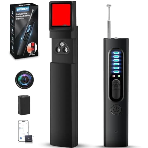 SINBEN Hidden Camera Detectors and Bug Detectors, 2025 Anti-Spy Cameras Finder Detector, GPS Hidden Camera Detector, Tracking Device Detectors, Cameras Detector for Hotels, Home, Office (Black)