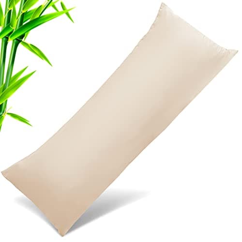 Body Pillow Cases Cover, Bamboo Rayon Body Pillowcases with Zipper Closure, Cooling and Breathable Pillow Case for Hot Sleepers and Night Sweats, 20x54 inches, Khaki