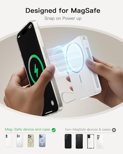 Magnetic Power Bank, 10,000mAh Wireless Portable Charger for Mag-Safe 15W Fast Charging, Battery Pack with USB-C Cable 20W In/Out for iPhone 17e/Air/17/16/15/14/13/12/Plus/Pro/Pro Max, AirPods & More 8