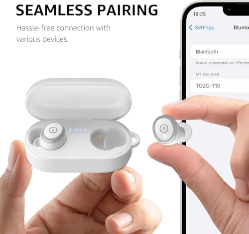 TOZO T10 Wireless Earbuds Bluetooth 5.3 Headphones, App Customize EQ, Ergonomic Design, 55H Playtime, Wireless Charging Case, IPX8 Waterproof Sound in-Ear Headset, New Version 9