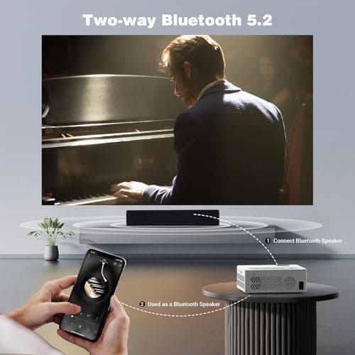 5G WiFi Bluetooth Movie Projector, Real Native 1080P Outdoor Projector for Home Theater Movies, Synchronize Smartphone, Compatible with USB/TV Stick/HDMI 5