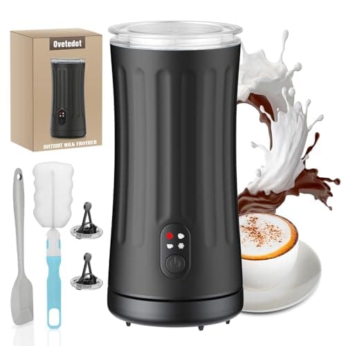 Ovetedot Electric Milk Frother, Milk Frother and Steamer(Black)