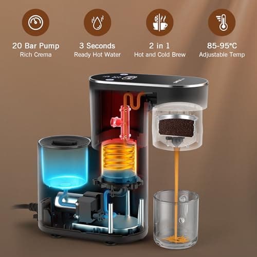 SIMPLETASTE Espresso Machine 20 Bar, Portable Multifunction Coffee Maker with Hot and Cold Brew, Dual Power Options, 6.1oz Water Tank, Single Serve Brewer for Travel, Camping, Office, Home 2