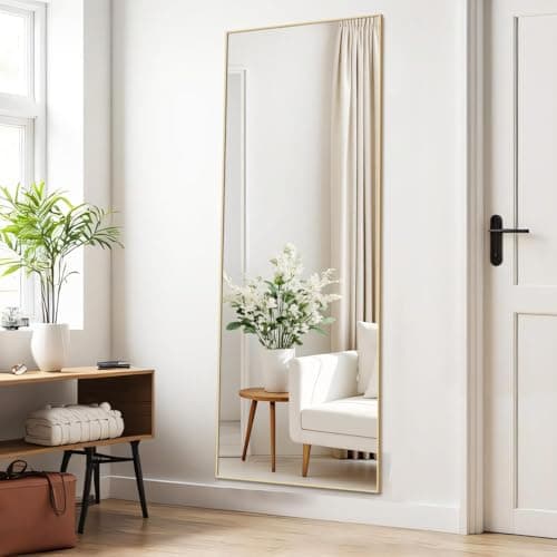 Aidoly Mirror Full Length, Upgraded Body Wall Mirrors with Shatter-Proof Glass, Floor Standing, Hanging or Leaning, Tall Mirror with Stand Aluminum Alloy Frame for Bedroom Cloakroom 7