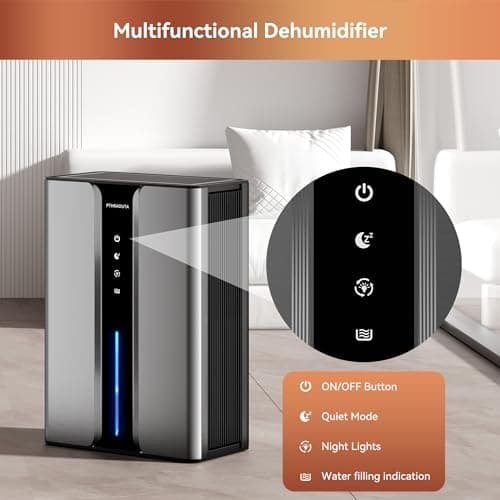 PTHRAOUTA Home Dehumidifier with Drain Hose, (950 sq.ft) 95oz Quiet dehumidifier for Bathroom Bedroom, with Air Reusable Filter Indoor deshumidificador for Basement RV Closet 7