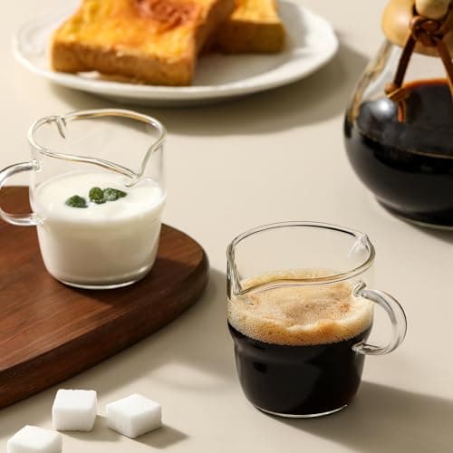 NETANY 6 OZ Espresso Cups Set of 2, Double Spouts Stackable Cups, Espresso Shots Glass Mugs with Handle, Machine Accessories for Coffee Bar, Cute Clear Glasses for Gift 7