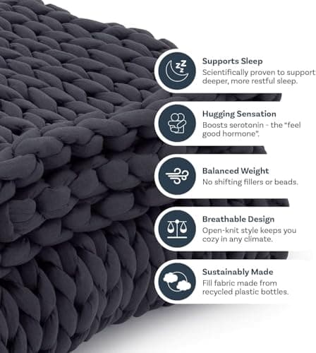 Nuzzie Original Knit Weighted Blanket- Breathable, Cooling, Hand Made Knit Throw Blanket for Sleep - Machine Washable, Stylish Design (Light Grey, Throw | 12lbs | 44"x60") 6