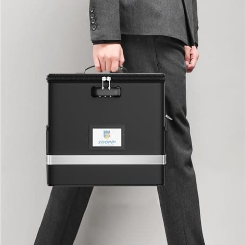 ZOOPIP Fireproof File Box with Lock, Document Box Storage Organizer, Suitable for Hanging File Folders in Letter Size, Collapsible File Box, Reflective Strip for Fast Find (12.2"*6"*10.2, Black) 7