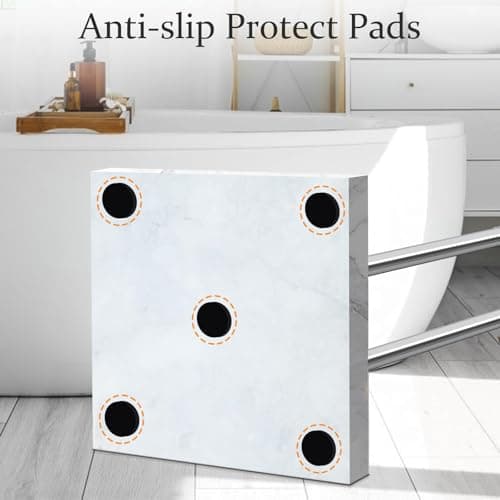 Kayfia 40" Standing Towel Rack with Weighted Marble Base, Width Adjustable & Taller Bathroom Towel Rack Stand, 2-Tier Towel Racks for Bathroom, Multiple Spaces Stainless Steel Brushed Finish 6